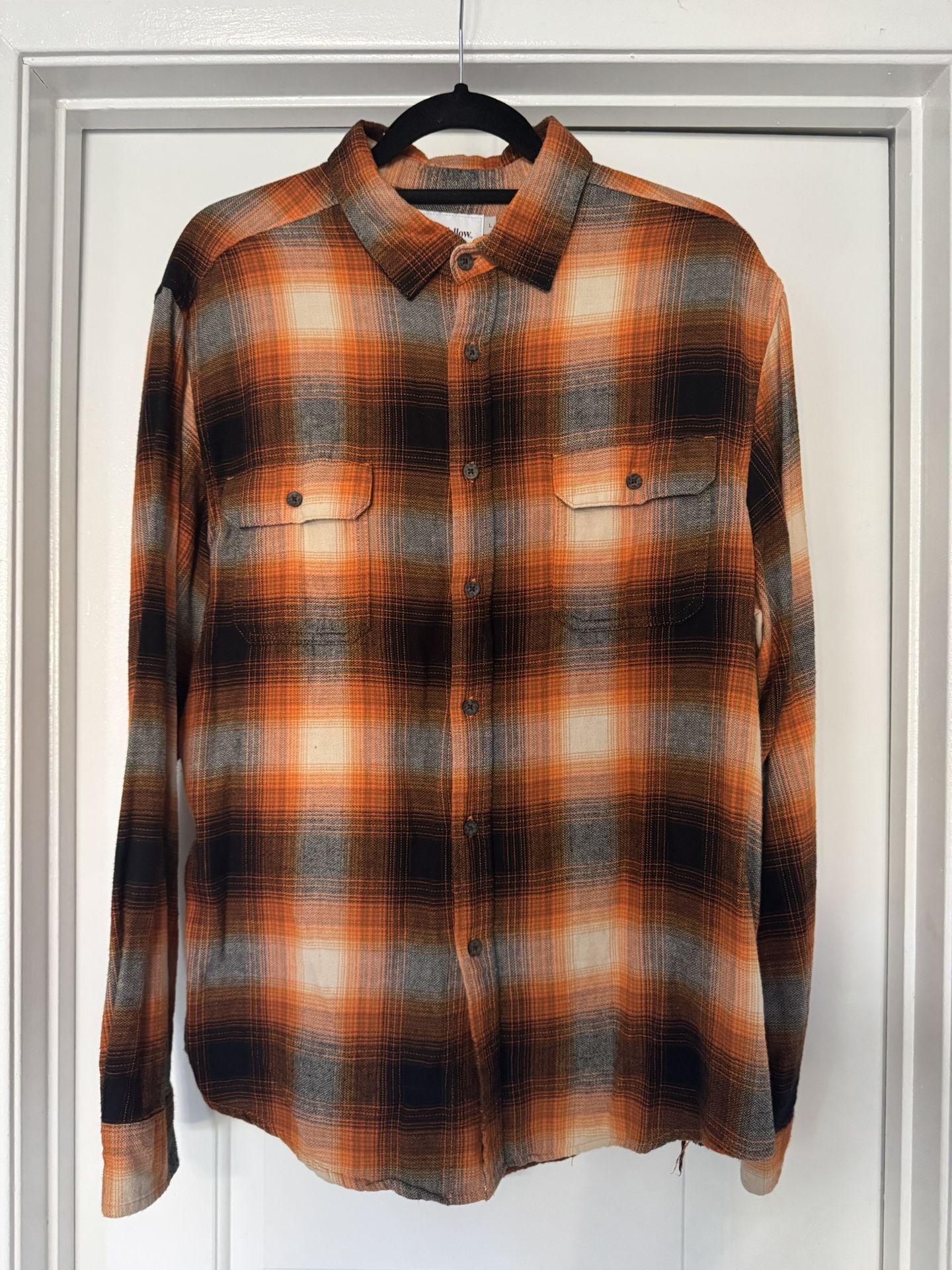 Goodfellow & Co Men’s Orange Plaid Flannel Shirt – Size Large