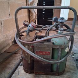 Vintage Prest-O-Lite Oxy-Acetylene Cutting & Welding Torch Kit with Cart