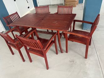 Outdoor Wood Patio Dining Table and Chair Set