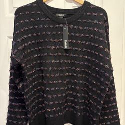 Brand New  Black Christmas Tinsel Sweater - women’s size Large - Gift - Simi Valley
