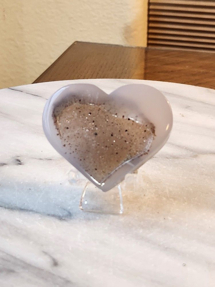 2.3" Approximately Druzy Agate Heart Quartz Crystal
