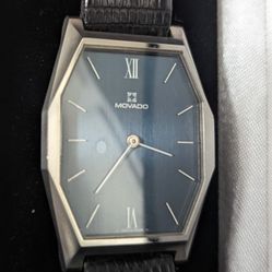 Movado Watch Silver Leather... NEW