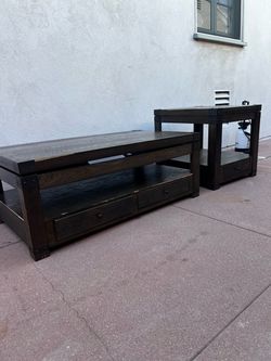 Matching Lift Top Wood Coffee Table + End Table
