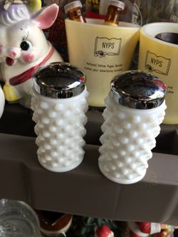 White milk glass hobnail salt & pepper shakers