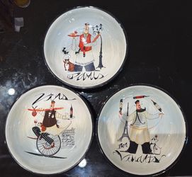 🥣 Set of 3 Paris Decorative Bowls – French Country Kitchen Decor
