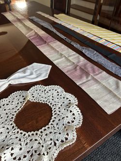 Lot Of Eight Miscellaneous Items, Bowtie, Scarves, And Doily
