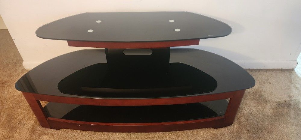 3 Tier Cherry Wood And Glass TV Stand