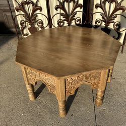 Solid Wood Moroccan Style  Hand Carved Coffee Table 