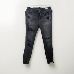American eagle black distressed ripped skinny jeans size 10 regular 