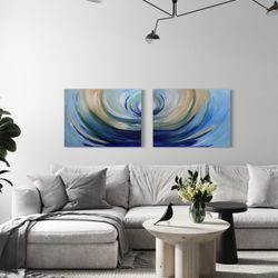 Original Abstract Diptych – 40”x30” Each. Custom Frame Option