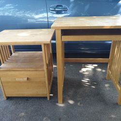 Set Of Solid Wood Mission Writing Desk And Mission End Table 