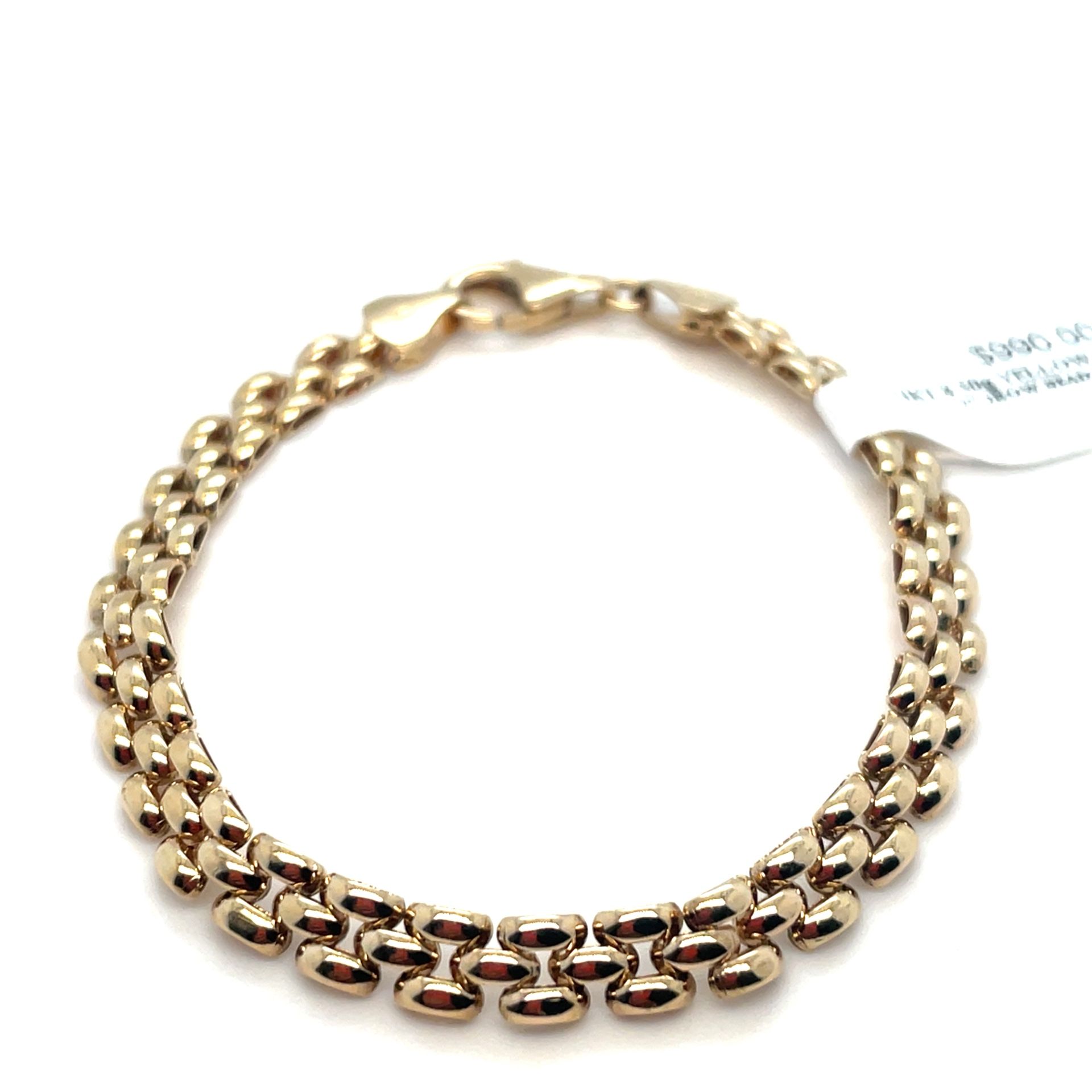 14Kt Yellow Gold 7” 3 Row Bead Style Bracelet 8.50g 5.5mm I-1578