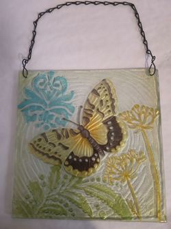 Studio Art 10" x 10" Fused Glass Butterfly Suncatcher