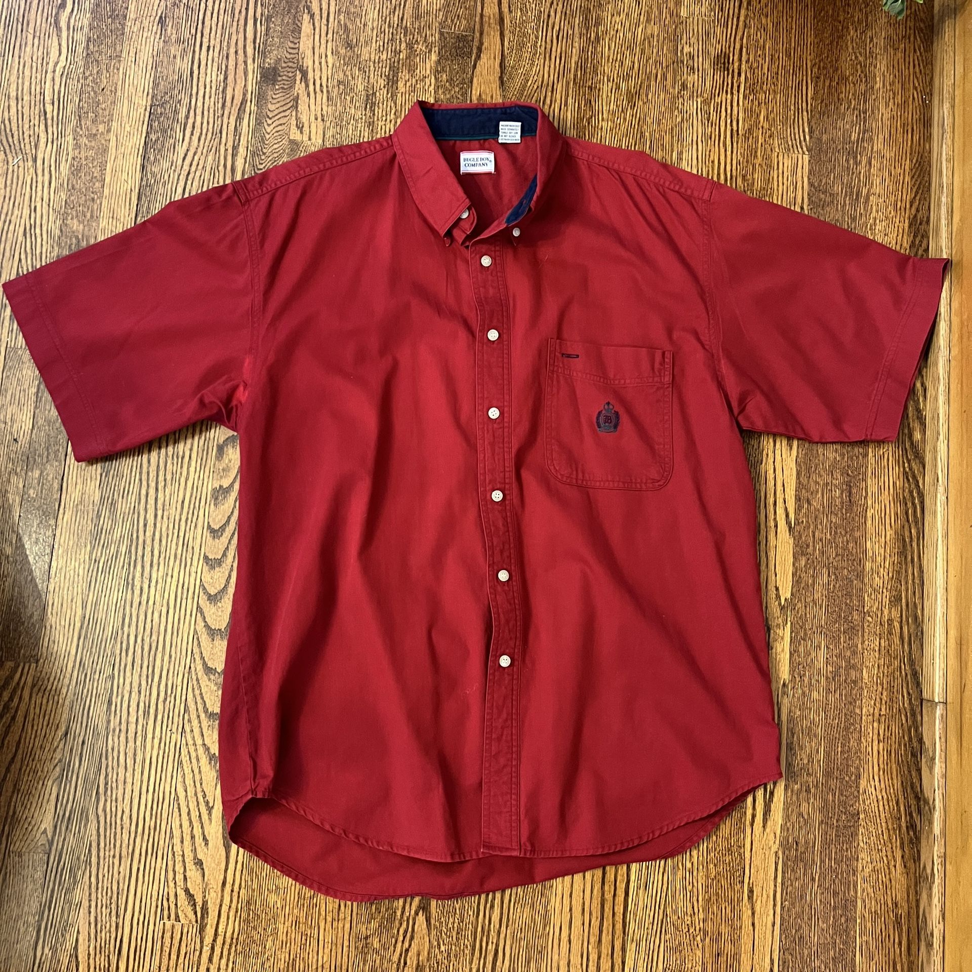 Vintage Bugle Boy Company Buttom Up short sleeve shirt Red size Large