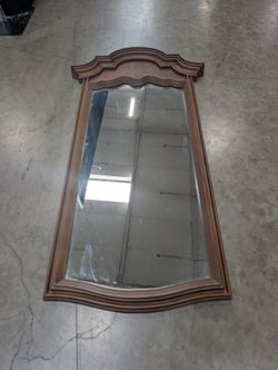 Vintage Arched Top Wall Mirror in Wood