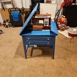 Antique Sewing Machine And Table