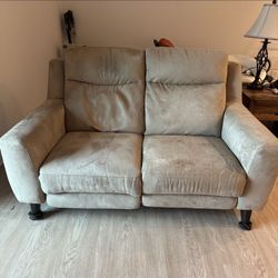 Suede Electric Power Recliner Loveseat Clean and Good Condition