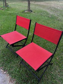 Red Folding Outdoor Chairs Set of 2
