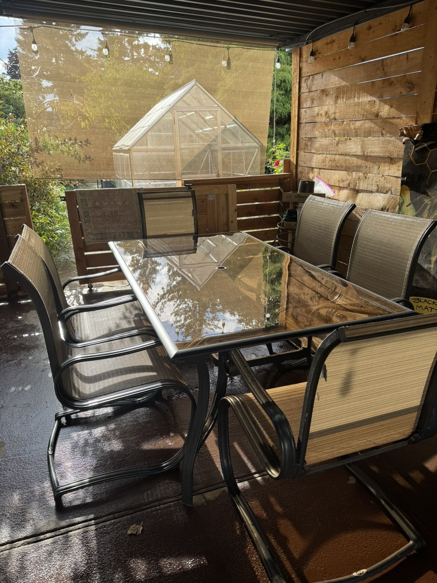 Glass patio Table With 6 Chairs