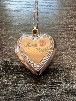 Gold Heart Locket Necklace MOM