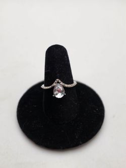 Silver Pear-Cut Clear Stone Women's Ring