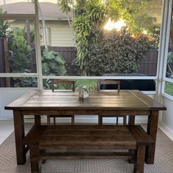 Solid Wood Farmhouse Dining Table 