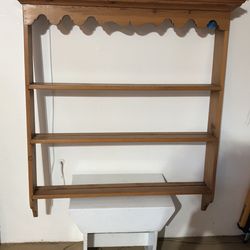 Country French Farmhouse Cottage Antique Pine Wall Shelves Platter Display Maurice Vintage Item