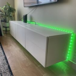 White Media Console Hanging Shelf Cabinet