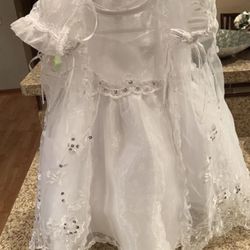 3-piece Baptism Dress (Dress, Cape, Bonnet), White, Size 9-12months. Excellent Condition, Like New.  $15