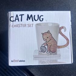 Cat mug and coaster set