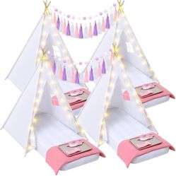 Windyun 4 Pack White Kids Teepee Tent
