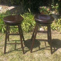 Pair Of Wooden 30 Inch Bar Stools 