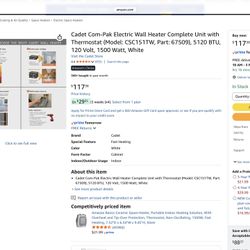 Electric Wall Heater Complete Unit