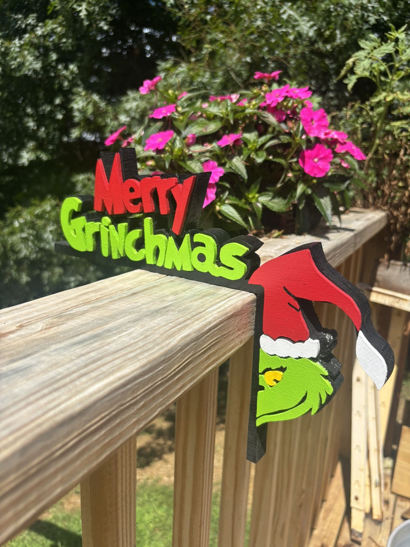New Handmade Solid Wood GRINCH Merry Grinchmas Over The Door Hanger Handmade