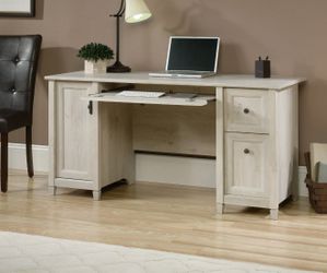 Used Sauder Edge Water Computer Desk, Chalked Chestnut Finish