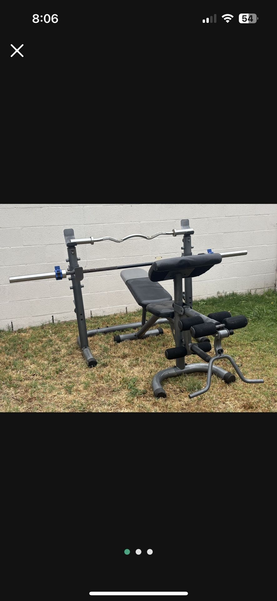 Bench press, Weight Each, Barbells (no Weights)