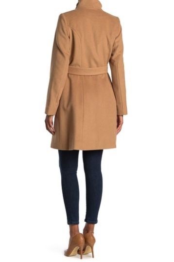 Michael Kors Missy Asymmetrical Belted Wool Blend Coat