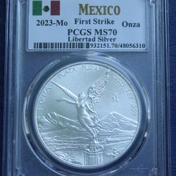 2023 Mexico 1 Troy Ounce Libertad  Silver Coin  Super Gem MS 70