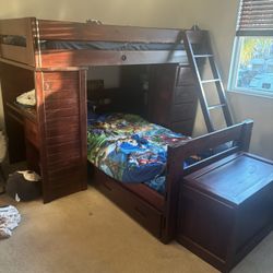 Twin Over Twin Bunk Bed With Desk And Chest 