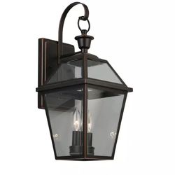 New Outdoor Wall Light 2-Light Espresso Bronze Hardwired Lantern Sconce with Clear Glass