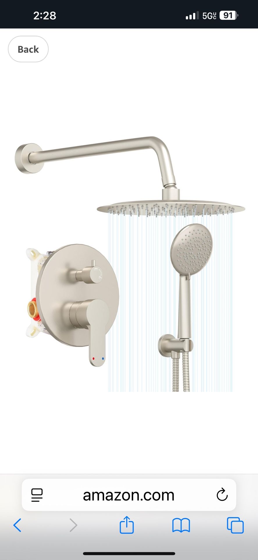 Shower System with Pressure Balance Shower Valve, Rain Shower Heads with Handheld Spray, Wall Mounted YLF-2L nickel $80