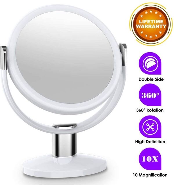Mtored 10x Magnifying Makeup Mirror 10 Inch Double Sided Vanity 360 Degree Swivel Rotation For Home Tabletop Bathroom Travel