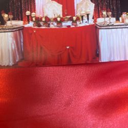 25 Red Satin Square Tablecloths!! For Weddings/parties!!