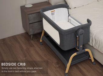 New ANGELBLISS 3-in-1 Baby, Rocking Bedside Bassinet, Dark Grey