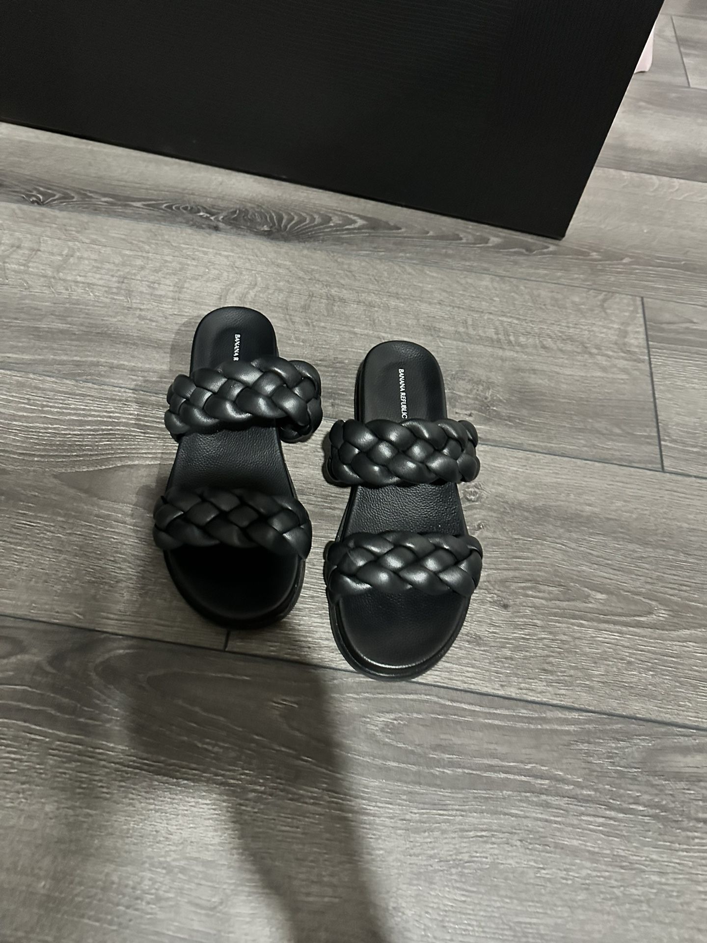 banana republic BRAIDED LEATHER SANDAL “black Leather”