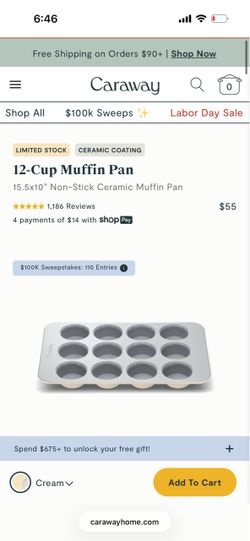 Caraway Cupcake no stick muffin/cupcake pan