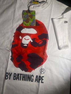 Size small White Bathing Ape Shirt with Red ape