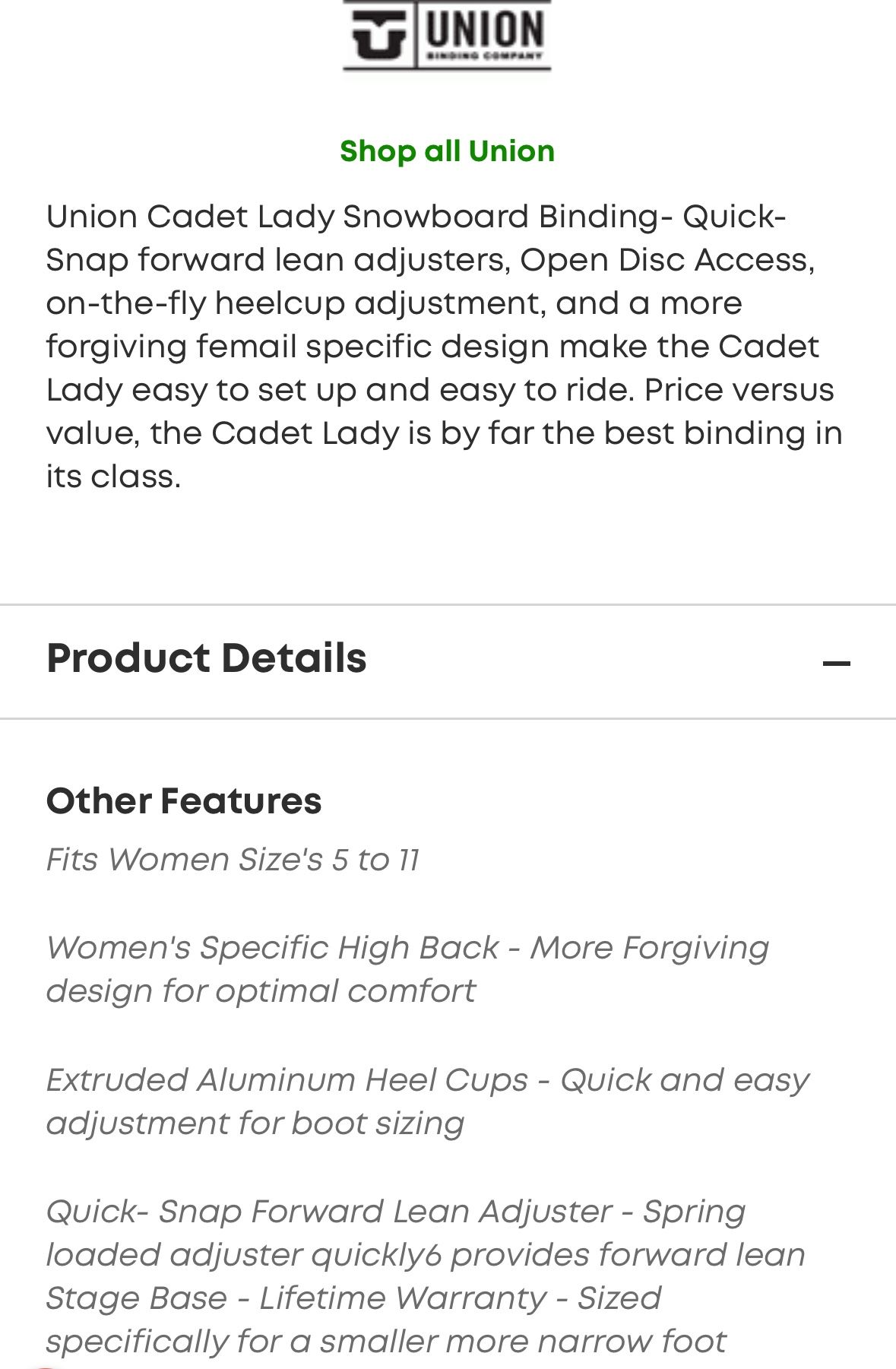 Size S/M Barely Used Union Cadet Lady Snowboarding Bindings for Sale in