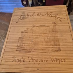 Two solid wood wine crates, one from nickel and nickel napa valley 