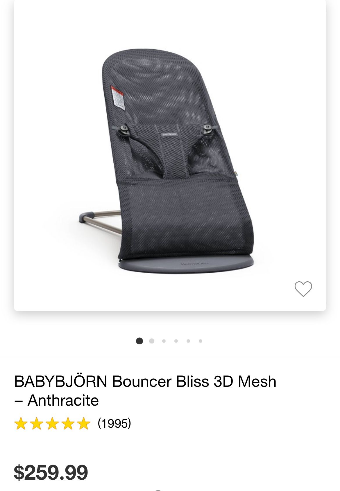 BABY BJORN BOUNCER BLISS ANTHRACITE MESH DARK GRAY